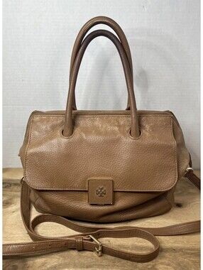 Tory Burch Clara Brown Pebbled Leather Crossbody Handbag Purse